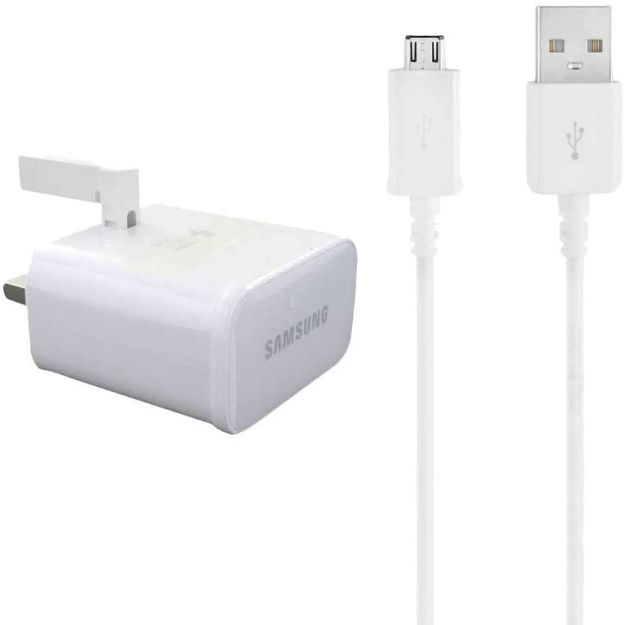 Picture of Samsung Galaxy Note 5 4 3 Fast Charger Plug With 1m Micro-USB Cable - White