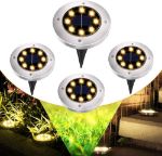 Picture of Solar Ground Lights 8 LED 4 Pcs | IP67 Waterproof, 100LM Stainless Steel Dark Sensing Landscape Lights For Garden Lawn Patio and Pathway - Warm (White)