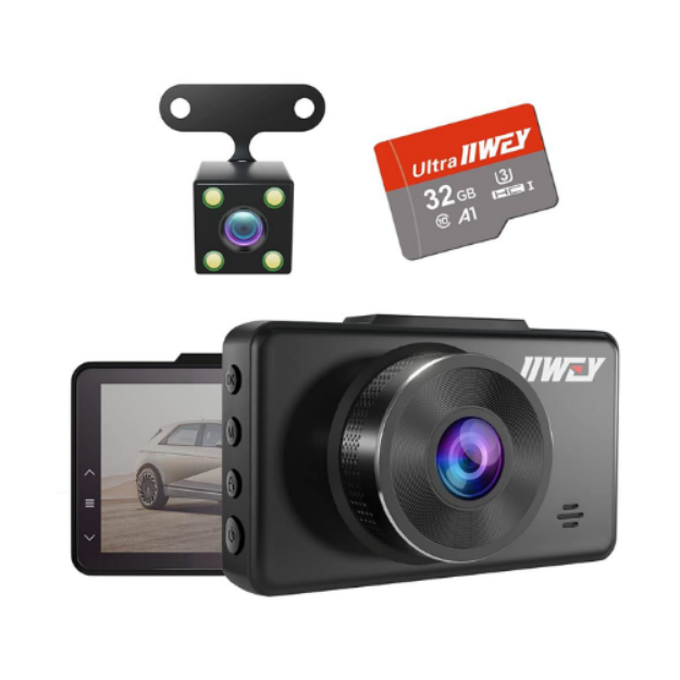 Picture of Dash Cam Front and Rear FHD 1080P with Night Vision and SD Card, 3 Inch IPS Screen Dual Dash Cam 170° Wide Angle Dashboard Camera DVR Motion Detection Parking Monitor G-Sensor HDR