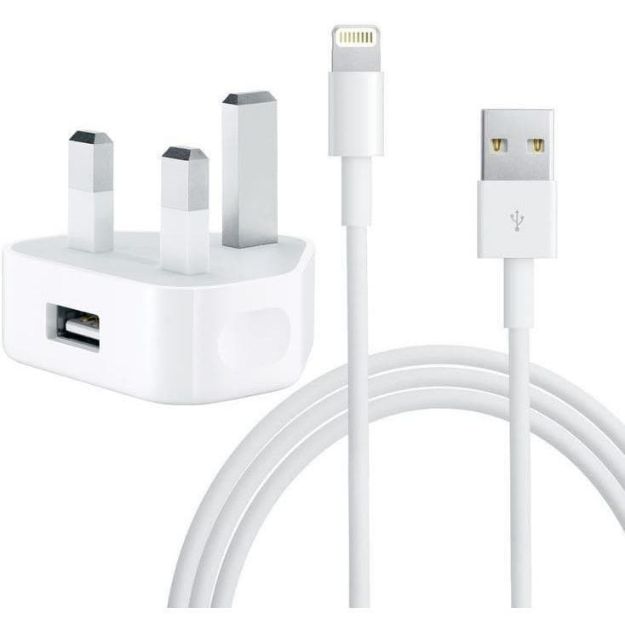 Picture of Star CE Approved iPhone Charger Plug & USB Data Cable for Apple iPhone 5, 5S, 5C, 6, 6S, 7, 7Plus, 8, 8Plus, X, XS, XS Max, XR and iPads
