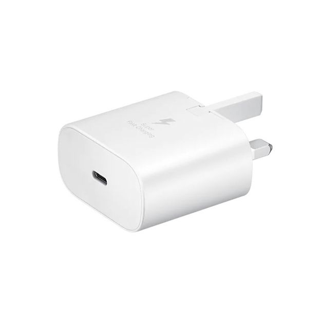 Picture of Samsung 25W Fast Charging USB-C Mains Plug/Wall Charger for Samsung Galaxy S22 5G | S22+ 5G | S22 Ultra and Other USB Type C Devices – White