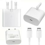 Picture of Samsung S22/S21/S20/Plus/Ultra 25W Ultra Fast Charging Type-C Mains Plug/Wall Charger & USB-C to USB-C Cable Compatible with Galaxy Smartphones and USB Type C Devices - (Charger & Lead) - White