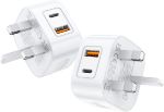 Picture of SPEEDY® Dual Port 20W USB C + USB A Charger Plug UK 3 Pin Power Adapter PD/QC3.0 Dual Port Super Fast Charger 20W Power Adapter for Samsung Galaxy S22/S22+/S22 Ultra / S21/S20/S10/ Note 20/10/9/8 / Samsung S8/S9/S10/Plus and other Huawei, HTC, Nokia, Google & OnePlus Smartphones 