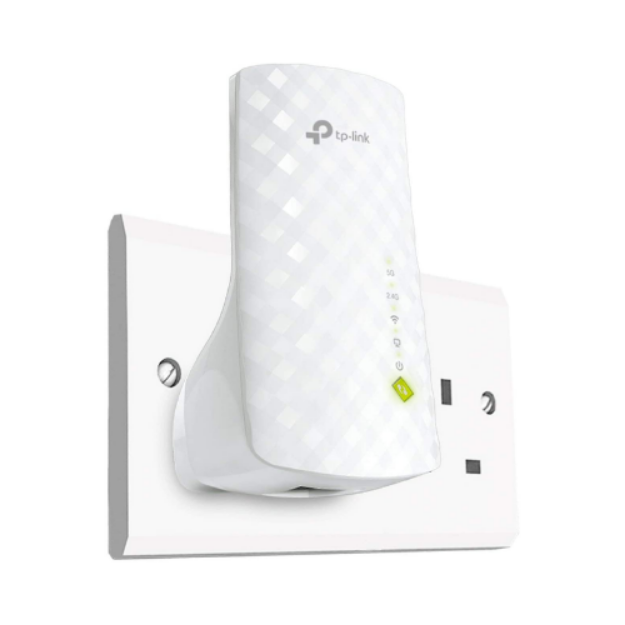 Picture of TP-Link AC750 Universal Dual Band Range Extender, Broadband/Wi-Fi Booster/Hotspot with Ethernet Port, Plug and Play including Smart Signal Indicator - UK Plug
