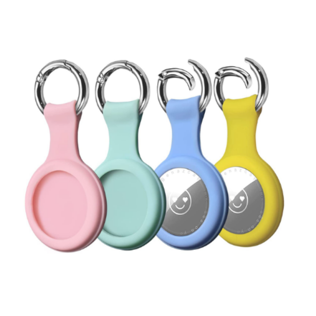4 Pack Silicone Protective AirTag Case Compatible with AirTags 2021 Suitcase Wallet Pet Collars Anti-Scratch Shockproof Full Cover AirTag Keychain Holder Case for Keys 