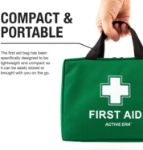 Picture of Premium First Aid Kit Bag (220 Pcs) - Includes Eyewash, 2 x Cold (Ice) Packs and Emergency Blanket for Home, Office, Car, Caravan, Workplace, Travel and Sports (Green)