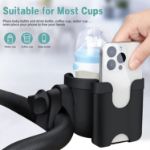Picture of Stroller Cup Holder, Universal Pushchair/Pram Cup & Baby Bottle Organizer for Stroller with Phone Storage Box Suitable for Baby Buggy and Bike (Grey)