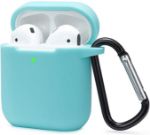 Picture of Silicone Shockproof AirPods Case Cover with Carabiner For AirPods 2nd & 1st Generation, [Front LED Visible][Support Wireless Charging][Extra Protection] With Hook