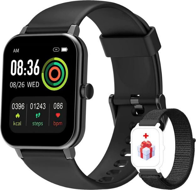 Picture of Smart Watch, 1.69‘‘ Touch Screen Sport Watch with Heart Rate Monitor Waterproof IP68 Fitness Watch Pedometer with Blood Oxygen, Smartwatch for Men Women, Fitness Tracker with Body Temperature