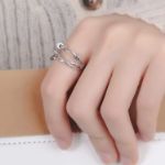 Picture of Anxiety Rings, 925 Sterling Silver Fidget Ring for Anxiety Adjustable Spinner Ring Stress Relief Gift for Valentine's Day with Storage Box