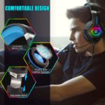 Picture of Gaming Headset Stereo Surround Sound with Breathing RGB Light & Adjustable Mic for PS4, PS5, Xbox One, Mac Nintendo Switch with Volume Control, Noise isplation, LED Light & Bass Surround