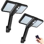 Picture of Solar Lights Outdoor Pack of 2, 128 Led Super Bright Lamp Wireless Waterproof Solar Flood Light, Motion Sensor Security Luces Solares for Deck, Fence, Patio, Front Door, Gutter, Yard, Shed & Path