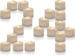 Picture of Realistic and Bright Flickering Flameless LED Tea Light Battery Operated Pack of 24, Electric Fake Candle in Warm White & Wave Open