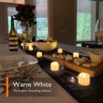 Picture of Realistic and Bright Flickering Flameless LED Tea Light Battery Operated Pack of 24, Electric Fake Candle in Warm White & Wave Open
