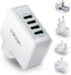 Picture of USB Charger Plug Worldwide Travel Charger Adapter 4-Port USB Universal Travel Adaptor, 22W/5V 4.4A Wall Charger for iPhone, iPad, Android, Tablets and Laptops