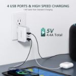 Picture of USB Charger Plug Worldwide Travel Charger Adapter 4-Port USB Universal Travel Adaptor, 22W/5V 4.4A Wall Charger for iPhone, iPad, Android, Tablets and Laptops