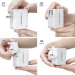 Picture of USB Charger Plug Worldwide Travel Charger Adapter 4-Port USB Universal Travel Adaptor, 22W/5V 4.4A Wall Charger for iPhone, iPad, Android, Tablets and Laptops