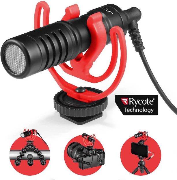 Picture of Wavo Mobile Compact On-Camera Microphone With Rycote Shock Mount Deadcat Windscreen for Smartphone Professional Microphone for Vlogging iPhone & Android  Smartphones