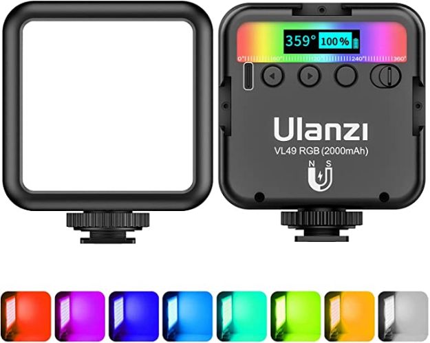 Picture of Video Light RGB, Rechargable Photography Lights Camera Light Mini 360° Full-Color with Cold Shoe 2500K-9500K, Led Panel Support Magnet Adsorption