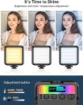 Picture of Video Light RGB, Rechargable Photography Lights Camera Light Mini 360° Full-Color with Cold Shoe 2500K-9500K, Led Panel Support Magnet Adsorption