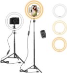 Picture of 10" Ring Light with Tall Tripod Stand & Phone Holder for YouTube Video, Dimmable Led Ring Light with Remote for Camera, Video, Makeup, Selfie Photography Compatible with Smartphone