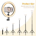 Picture of 10" Ring Light with Tall Tripod Stand & Phone Holder for YouTube Video, Dimmable Led Ring Light with Remote for Camera, Video, Makeup, Selfie Photography Compatible with Smartphone
