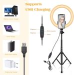 Picture of 10" Ring Light with Tall Tripod Stand & Phone Holder for YouTube Video, Dimmable Led Ring Light with Remote for Camera, Video, Makeup, Selfie Photography Compatible with Smartphone
