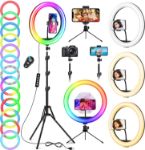 Picture of 12.6'' Selfie Ring Light with Tripod Stand & Phone Holder Tall 188cm/74'', GerTong LED Circle Ringlight with 40 RGB Mode 13 Brightness for Makeup YouTube Tiktok, Wireless Remote for iPhone Android