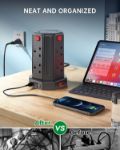 Picture of Tower Extension Lead with USB Slots, 3M & 5M Multi Plug Extension 8 Outlets and 4 USB (1 Type C and 3 USB Ports) [13A 3250W] Surge Protector Extension Lead with Widely Spaced Outlets for TV PC Tablets