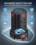 Picture of Tower Extension Lead with USB Slots, 3M & 5M Multi Plug Extension 8 Outlets and 4 USB (1 Type C and 3 USB Ports) [13A 3250W] Surge Protector Extension Lead with Widely Spaced Outlets for TV PC Tablets