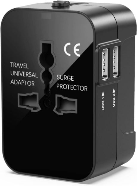Picture of Universal Travel Adapter Worldwide Travel Plug with 2 USB Ports and AC Socket,All-in-one International Travel Adapter Universal Power Wall Plug for European US UK EU AUS