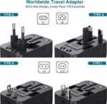 Picture of Universal Travel Adapter Worldwide Travel Plug with 2 USB Ports and AC Socket,All-in-one International Travel Adapter Universal Power Wall Plug for European US UK EU AUS