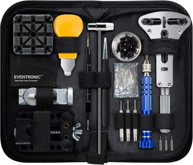 Picture of Watch Repair Kit 112 PCS, Eventronic Professional Spring Bar Tool Set Watch Band Link Pin Tool Set with Carrying Case