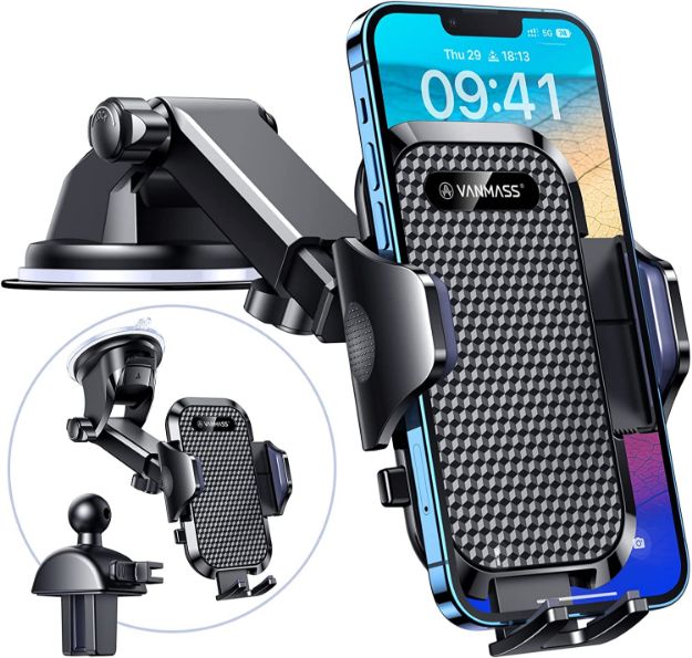 Picture of PRO Car Phone Holder Upgrade Mount Mobile Phone Automobile Cradle Van Accessories Windscreen Dashboard Vent for iPhone 14 13 12 Samsung, All Smartphone