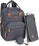 Picture of Changing Bag Backpack, Large Nappy Back Pack for Mom and Dad Multifunction Baby Bags with Portable Changing Mat, Pacifier Holder & Stroller Straps