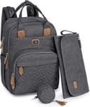 Picture of Changing Bag Backpack, Large Nappy Back Pack for Mom and Dad Multifunction Baby Bags with Portable Changing Mat, Pacifier Holder & Stroller Straps