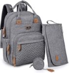 Picture of Changing Bag Backpack, Large Nappy Back Pack for Mom and Dad Multifunction Baby Bags with Portable Changing Mat, Pacifier Holder & Stroller Straps