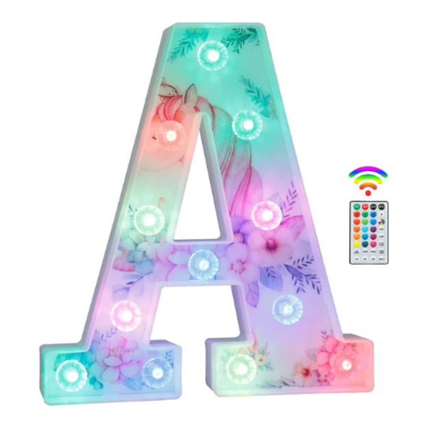 Picture of Unicorn Light Up Letters, 18 Color Changing LED Letter Lights Diamond Alphabet Sign Unicorn Gifts for Girls & Women Party Decorations for Birthday Christmas Valentine