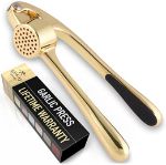 Picture of Zulay Premium Garlic Press - Soft Easy-Squeeze Ergonomic Handle, Sturdy Design Extracts More Garlic Paste Per Clove, Garlic Crusher for Nuts & Seeds, Professional Garlic Mincer & Ginger Press - Rose