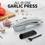 Picture of Zulay 2-in1 Garlic Press Set - Dual Function Garlic Mincer & Slicer - Heavy Duty Easy Squeeze Garlic Crusher with Cleaning Brush & Silicone Garlic Tube Peeler