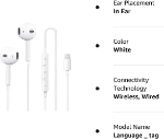 Picture of Earphones with lightning connector Microphone with Built-in Remote to Control Music, Phone Calls, and Volume. Wired Earphones