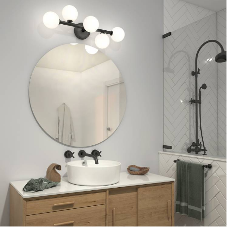 30 Inch LED Bathroom Vanity Light - Chrome Dimmable Wall Fixture With Grid Glass Shade 3000K/4500K/6000K