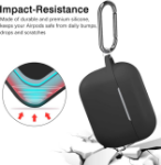 Picture of AirPods Pro Case - Shockproof Protective Silicone Skin Case Cover [Front LED Visible] with Carabiner Compatible for AirPods Pro - Black