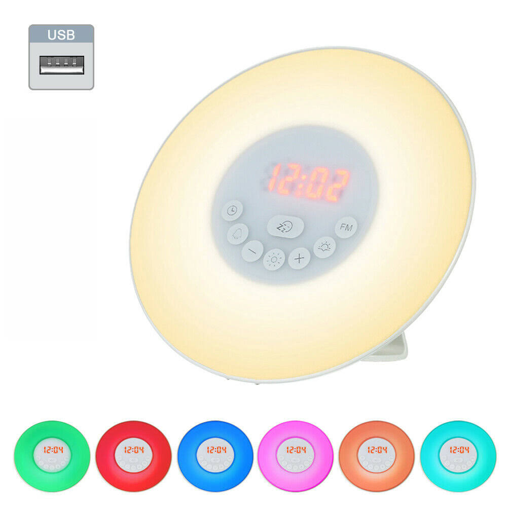 Sunrise Alarm Clocks Wake Up Light Dual Alarms Bedside Night Lamp | USB ...
