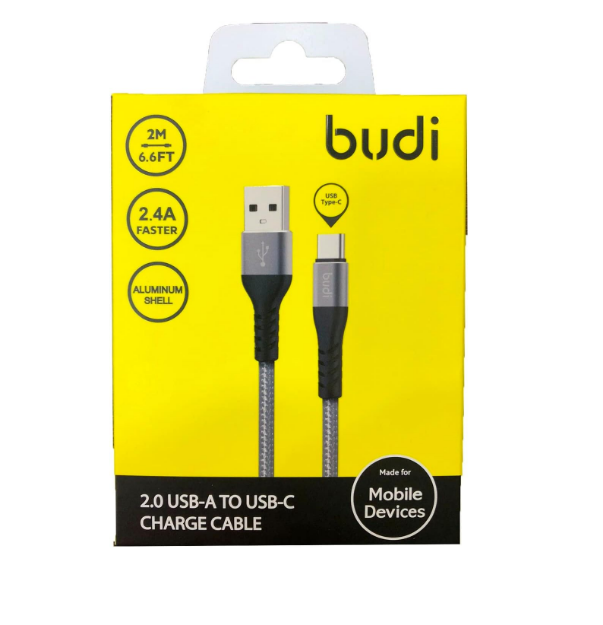 Picture of BUDI 2M USB to type-C Charging Cable - Fast Type-C Charger Cable 