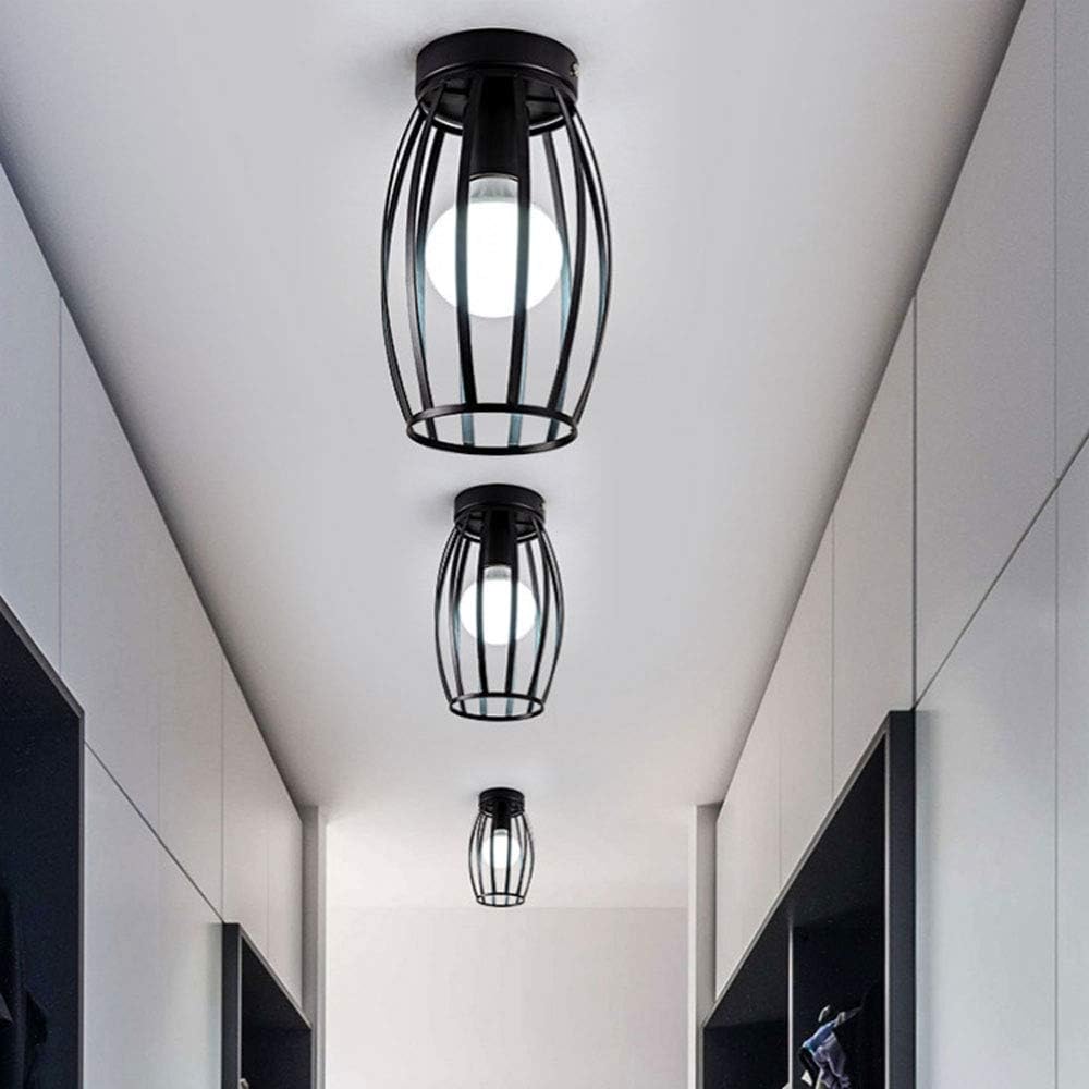 Retro Black Cylinder Semi Flush Mount Ceiling Light