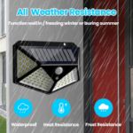 Picture of Outdoor Solar Lights Garden 100 LED Solar Security Lights 3 Modes Motion Sensor Wall Lights Outdoor 270º Wireless Solar Powered Flood Lights IP65 Waterproof for Fence Front Door Yard Garage