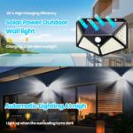 Picture of Outdoor Solar Lights Garden 100 LED Solar Security Lights 3 Modes Motion Sensor Wall Lights Outdoor 270º Wireless Solar Powered Flood Lights IP65 Waterproof for Fence Front Door Yard Garage