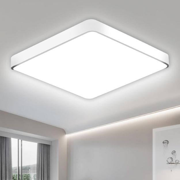 Picture of 36W LED Ceiling Light, 3240LM Square Flush Mount Ceiling Light, IP54 Waterproof Bathroom Light, 5000K Daylight White for Kitchen, Hallway & Living Room