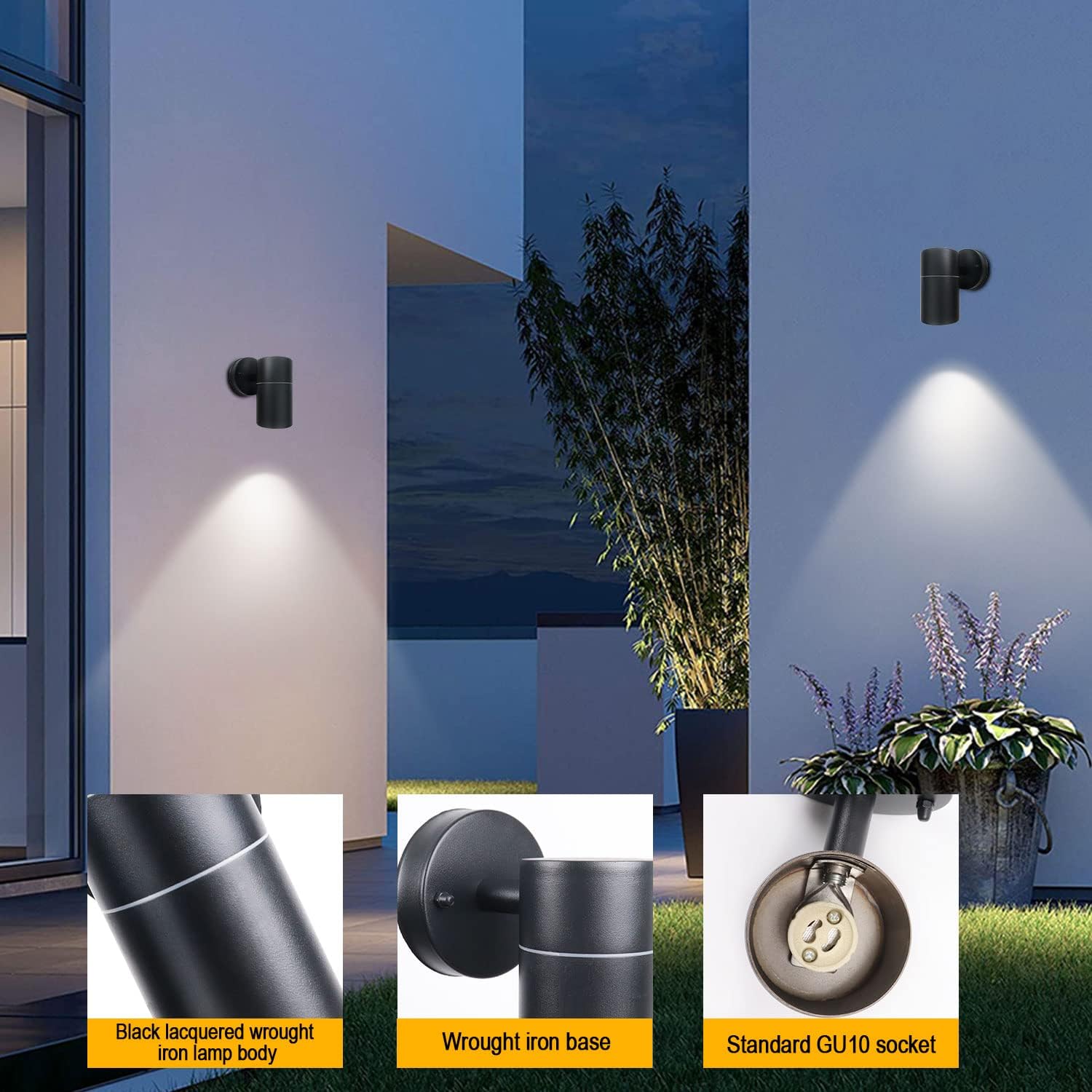 Outdoor Wall Lights, GU10 Base Up Down Exterior Wall Sconce